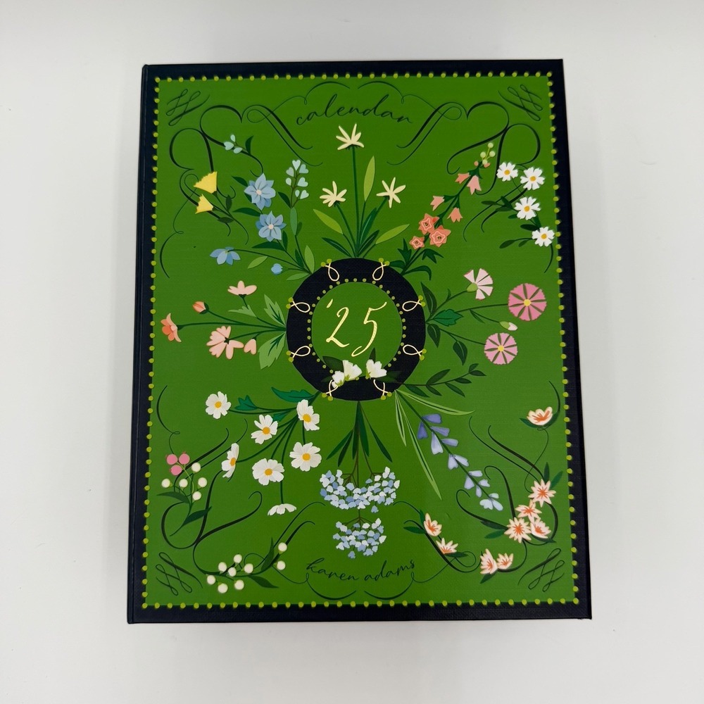 Karen Adam's Desk Top Calendar with Easel 2025 Floral Girly Preppy